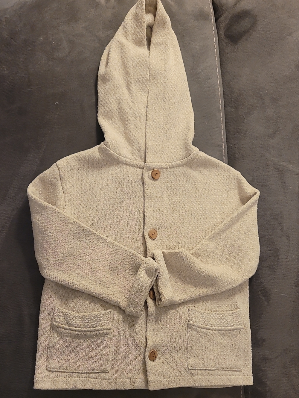 Zara Baby Cream Textured Hooded Knit